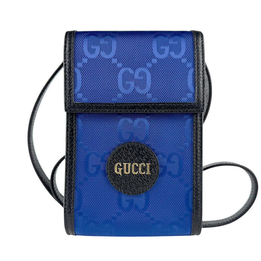 Gucci The Grid Canvas Leather Shoulder Bag Blue Black